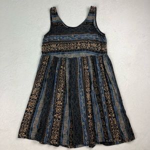 VINTAGE Brown Tribal Print BabyDoll Summer dress